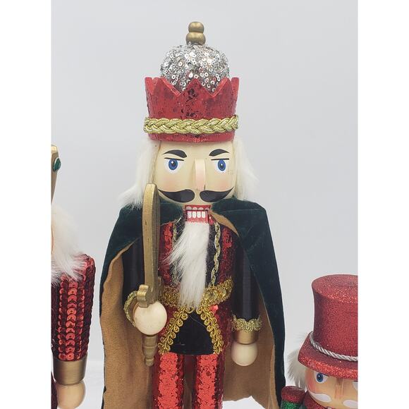 Nutcracker Set of 3 King With Cape, Drummer, Jeweled and Bedazzled Nutcrackers - Picture 15 of 15